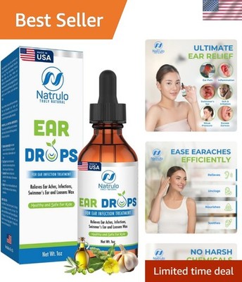 Ear Drops for Ear Infections   All Natural Mullein Garlic Oil for Earaches, S...