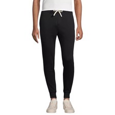 Lands End Mens Black Fleece Jogger Sweatpants Large 36-38 Loungewear OEKO-TEX