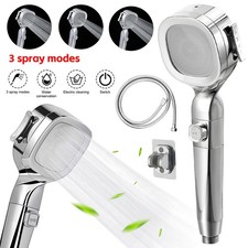 3-Mode High Pressure Shower Head with Hose & Water Saving One-Key Stop