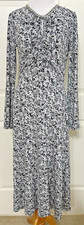NWT Michael Kors size M black grey white long sleeve fit & flare dress $155