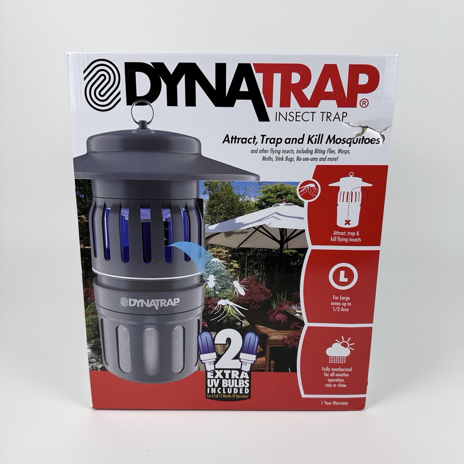 DynaTrap DT1050-SL2B 1/2 Acre Mosquito & Flying Insect Trap Extra UV Bulbs, New