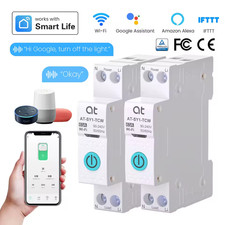 Tuya WiFi Smart Circuit Breaker 63A 1P+N MCB Timer Energy kWh Meter Voice Remote