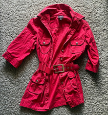 bebe Red Belted shirt Womens M Mid-Length But...