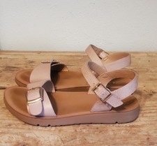 Link Comfort Brown Summer Sandals Size 1 Girls Casual Buckle Slingback
