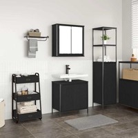 2-Tlg. BadmöBel-Set Schwarz Eichen-Optik Holzwerkstoff