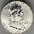 1962 P Philadelphia Mint Franklin Half Dollar  Very Shiny Surface