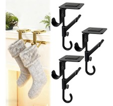 3pcs Black Metal Christmas Stocking, Wreath Or Garland Holders, Adjustable