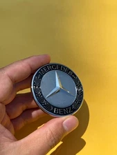 57mm AMG Black Mercedes Benz Front Hood Emblem Badge A,B,C,E,S,SL,SLK Class