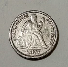 🐶 1877 Seated Liberty Silver Dime 10¢