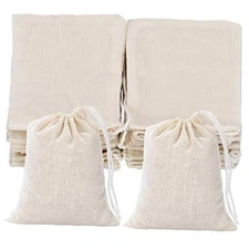  3 x 4 Inches Muslin Cotton Drawstring Bags Canvas 3 x 4 Inches (Pack of 50)
