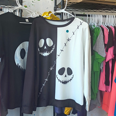 Women s Black/White Colorblock Long Sleeve Crew Neck Pullover Sweatshirt Size L