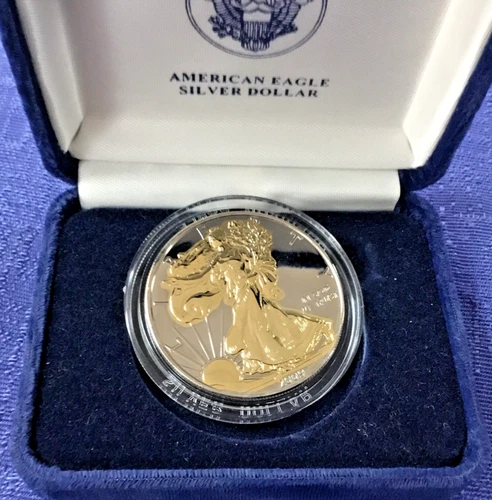 2009 1oz Proofed Silver American Eagle Black Ruthenium w/ 24K Gold Gilt
