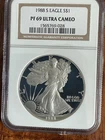 1988 S AMERICAN SILVER EAGLE NGC PF69 ULTRA CAMEO