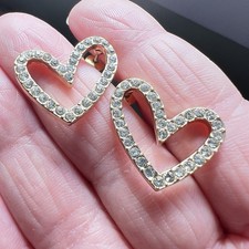 Rhinestone Heart Stud Earrings