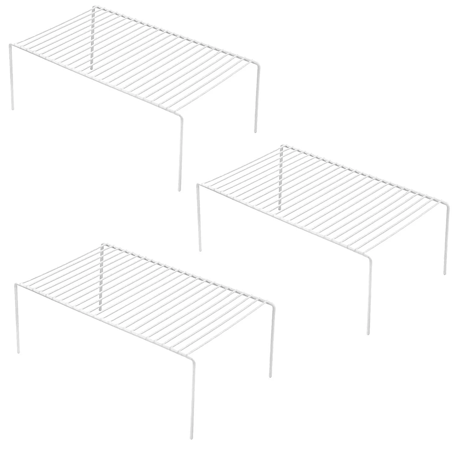 Kitchen Cabinet Shelf Organizer Set of 3, Large (15.7 x 9.4 inch) Metal Wire ...