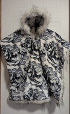 Car Seat Poncho Baby Toddler Faux Fur Floral Lined Boutique Shaggy Wolf Coat