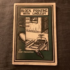 1934 Lino Block Printing Art Book Frankenfield Hunt Pen Co Engraving Vintage