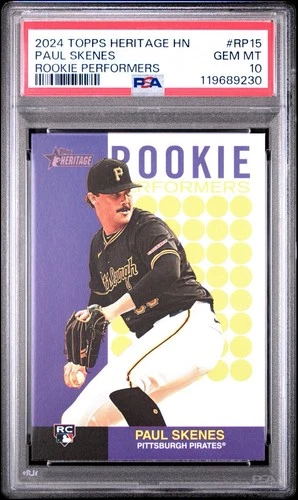 2024 Topps Heritage 🔥PAUL SKENES🔥 RC Rookie Performers PSA 10 💎 Gem Mint