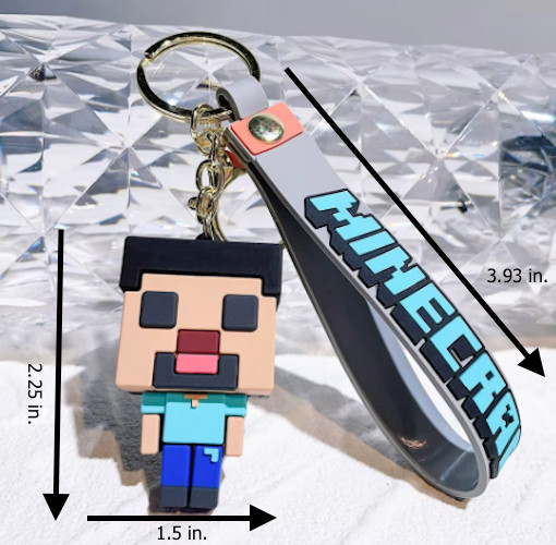 MINECRAFT STEVE 3D Soft Rubber PVC Keychain Pendant