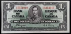 1937 Bank of Canada $1 One Dollar Banknote, Coyne & Towers, K/N5354010. AU!