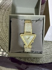 Image of GUESS Gold Triangle Crystal Analog Watch