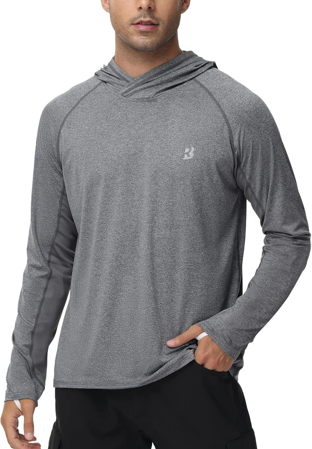 Mens UPF 50+ Fishing Shirts, Long Sleeve UV Sun Hoodie, Hiking