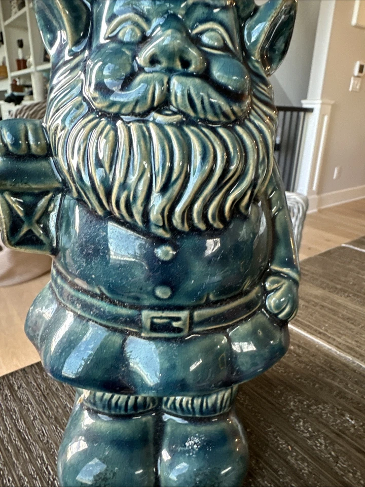 Estatua decorativa escultura azul gnomo jardín vintage Foto 3 de 4
