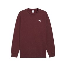 PUMA Elevated Essentials Acid Wash Crew Neck Fleece Sweatshirt Mens Red 6880509