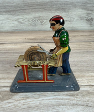 Vintage German Tin Litho Scissor Grinder Sharpener Toy Man Grinding Wheel 1940s