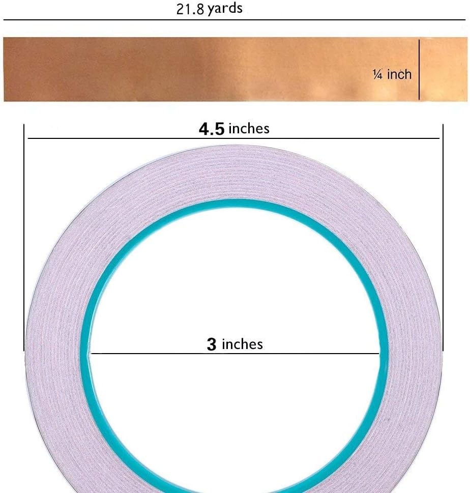 Zehhe Copper Foil Tape 1/4" x 21.8yd Double-Sided Conductive EMI Shielding