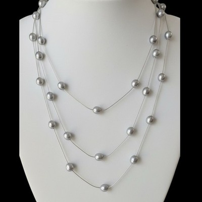 Ross-Simons 72'' Long Pearl Station Necklace Gray Pearls Sterling 925