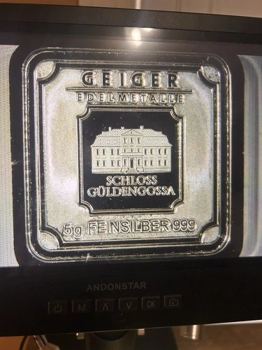 5g .999 Fine Silver Geiger Orginal Square in Assay Capsule