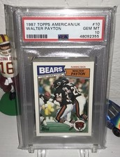 1987 Topps American/UK NFL Football Card, Walter Payton, PSA 10, Gem Mint