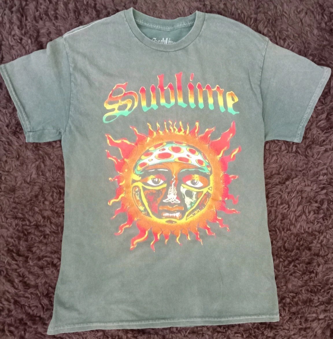 SWEET Sublime 40oz to Freedom Mineral Wash Rock Band T-Shirt Size Medium Green