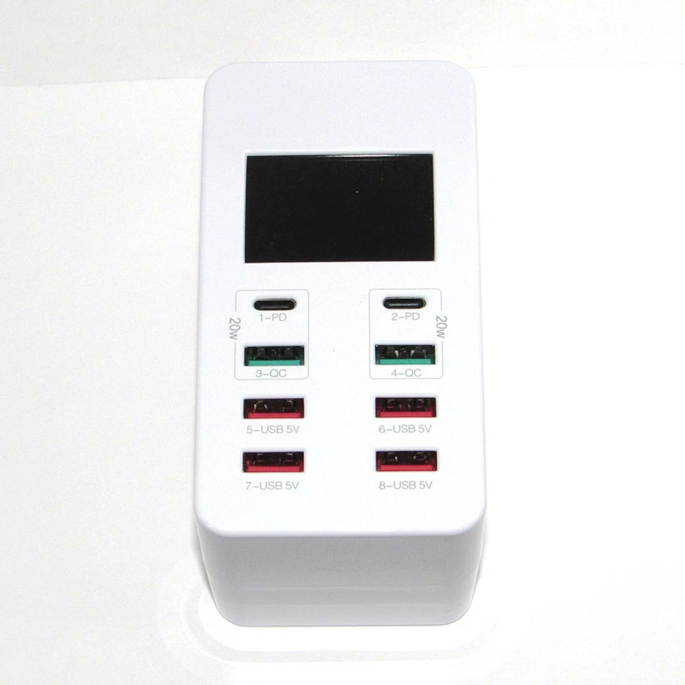 60W PD+QC 8-PORTS USB Smart Digital Display Fast Charger Adapter AC Wall Charger - Image 4 of 4