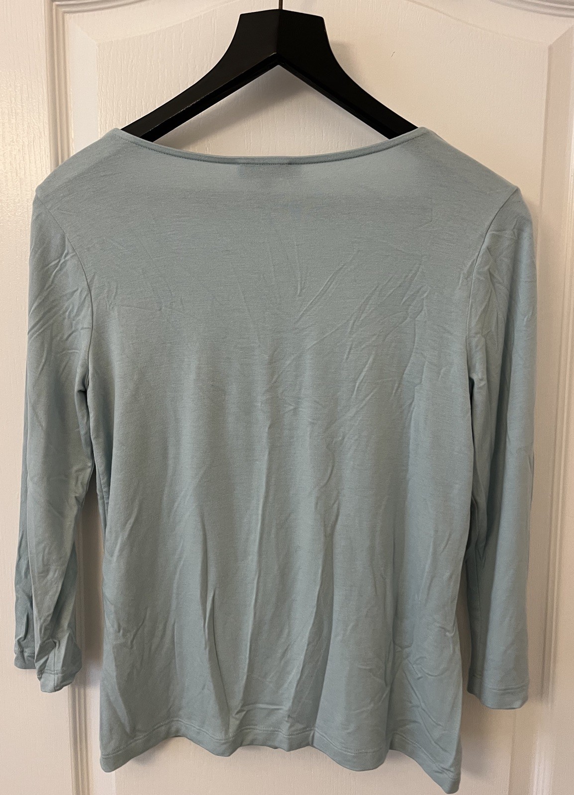 HOBBS 3/4 Sleeve Double Layer Jersey Top Scoop Neck Size M Blue