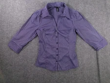 HM Top Woman 8 Purple Striped Base Layer Capsule Office Causal Preppy Day Basic