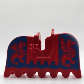 LEGO Black Horse Minifigure Red Blue Dragon Armor Barding Castle 6086 6085 6060