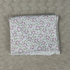 HB Hudson Baby Pink Floral Baby Receiving Blanket Green White Flannel Cotton