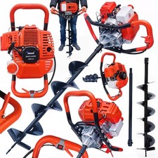 Benzin Erdbohrer 5,2PS Erdbohrgerät 150mm Bohrer 60cm Verlängerung Pfahlbohrer