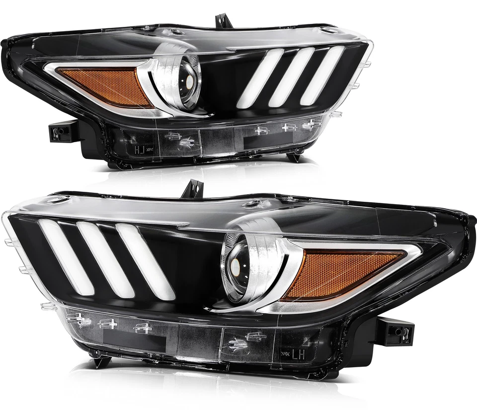 Pair Headlights Assembly Front For 2015-2017 Ford Mustang w/Projector HID Xenon Foto 4 de 4