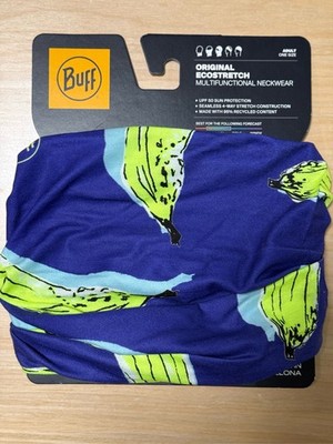 Buff Original EcoStretch Neck Gaiter UPF 50 Banana Print Blue NEW