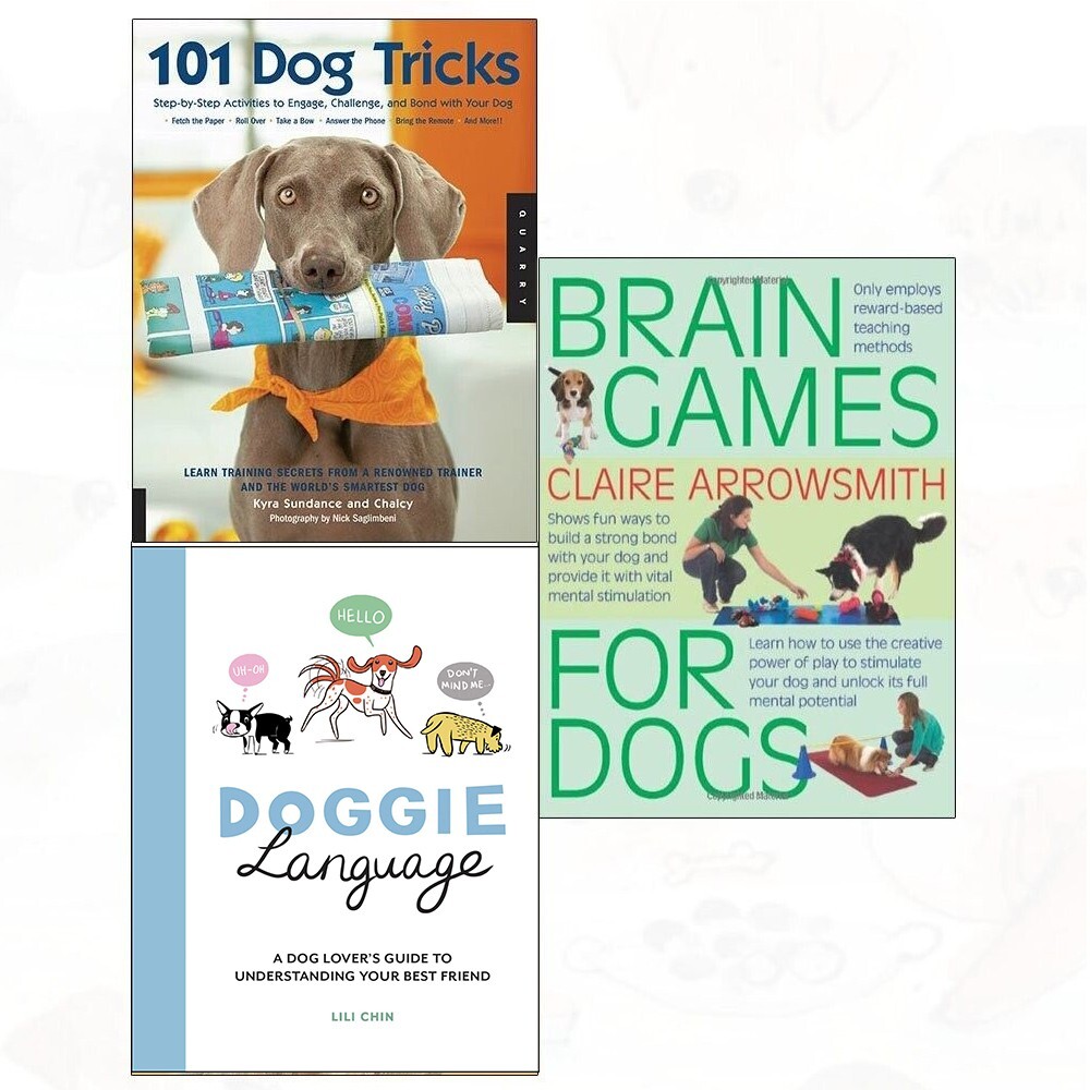 Brain Games for Dogs, 101 Dog Tricks, Doggie Language 3 Books Collection Set NEW
