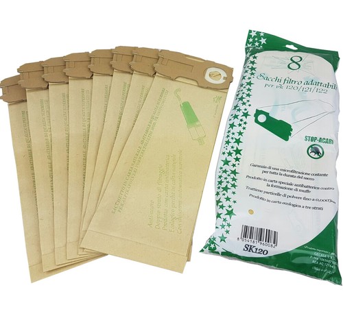 8 SACCHI SACCHETTI CARTA ADATTABILE ASPIRAPOLVERE FOLLETTO VORWERK VK120  121 122 | eBay