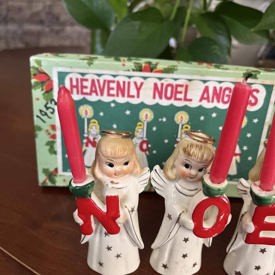 Vintage 4 Piece Set Heavenly Noel Angel Candle Holders A Commodore