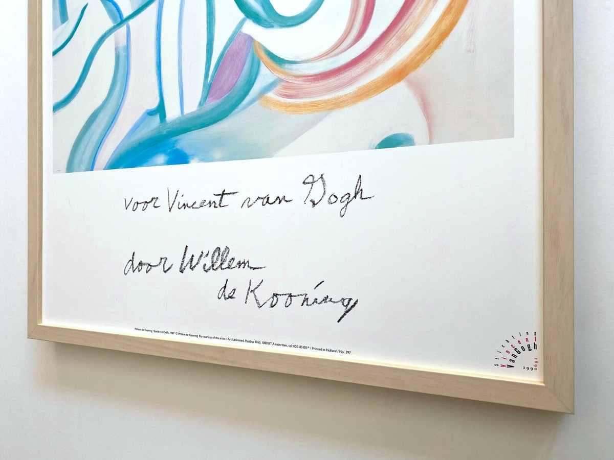 WILLEM DE KOONING 1990 LITHO PRINT FRAMED VAN GOGH EXHB POSTER