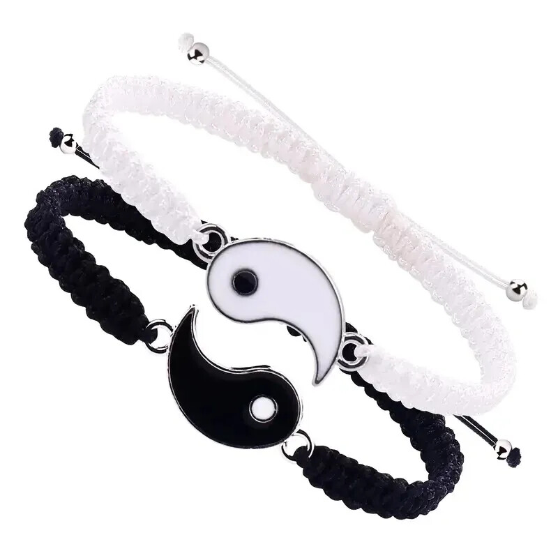 2 Pièces Yin Yang Bracelet Amitié,Bracelet Couple,Bracelet St Valentin Couple,Cadeau Meilleur Amie