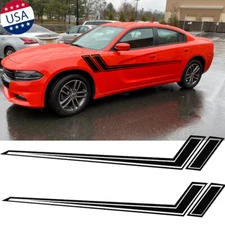 2x Black Sport Racing Side Fender Car Body Vinyl Decal Sticker Universal