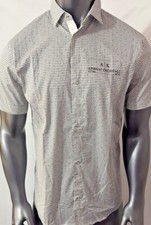 New Armani Exchange Men's Stretch Cotton Allover Logo Short Sleeve Shirt