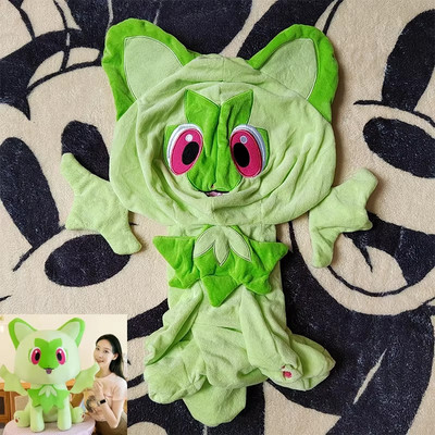 Huge Sprigatito Anime Plush Toys Big Plushie Kawaii Semi-Finished Leather Holste